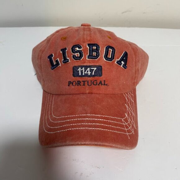 Portugal Lisboa Souvenir Distressed Orange Baseball Cap One Size NWT - Picture 2 of 11